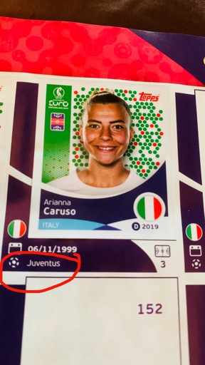 Sticker von Arianna Caruso. Der angegebene Verein, Juventus, ist rot markiert.