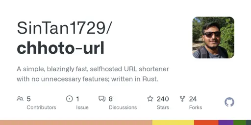 GitHub - SinTan1729/chhoto-url: A simple, blazingly fast, selfhosted URL shortener with no unnecessary features; written in Rust.