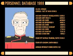A personnel file of Admiral Jellico in 2381, Lower Decks style.