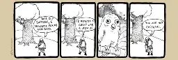 PBF comic: a samurai seeks wisdom from the wise owl shitashi, but the wise owl has been replaced by a dumb one.