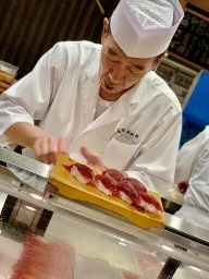 Fresh tuna served up at Toyosu Market in Tokyo