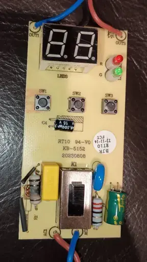 Front side of a soldered circuit board