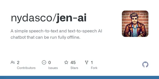 GitHub - nydasco/jen-ai: A simple speech-to-text and text-to-speech AI chatbot that can be run fully offline.