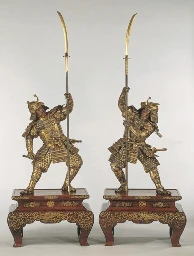 A pair of bronze samurai figures, Meiji-era Japan, ~1890 AD