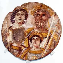 Wooden tondo of the African-born Roman Emperor Septimius Severus and his family, ~200 AD