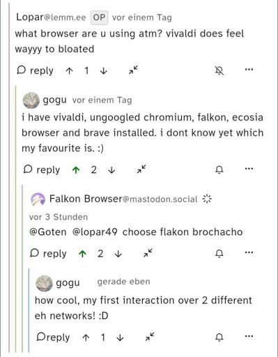 My first Interaction: Piefed-Mastodon! Was very cool to see! :D