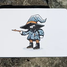 Chibi sorcerer, ink and watercolor (burnt sienna and payne's gray)
