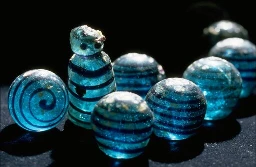 Norse game pieces, blue glass, Sweden, 800 AD - 1100 AD