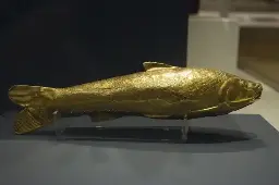 Golden fish vessel, used for storing oil or perfume, Iran, 5th century BCE