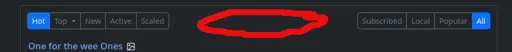 Screen capture of part of piefed web view with red markup showing where I'd like buttons placed in the whitespace between existing buttons.