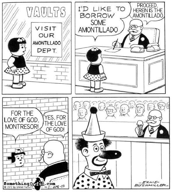 The same Nancy comic but it's changed to match the story The Cask of Amontillado