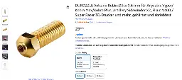 Screenshot of the german Amazon shop showing a "Volcano Ruby-Nozzle 0.6mm" from DUROZZLE