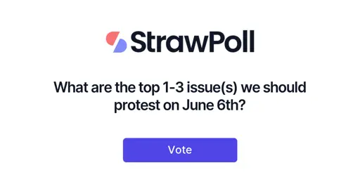 What are the top 1-3 issue(s) we should protest on June 6th? - StrawPoll