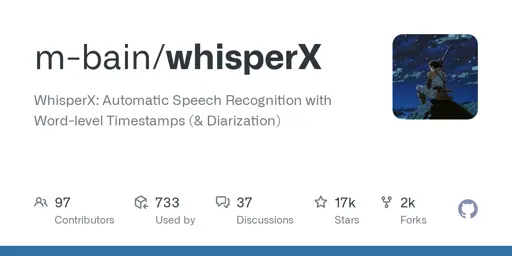 GitHub - m-bain/whisperX: WhisperX:  Automatic Speech Recognition with Word-level Timestamps (& Diarization)