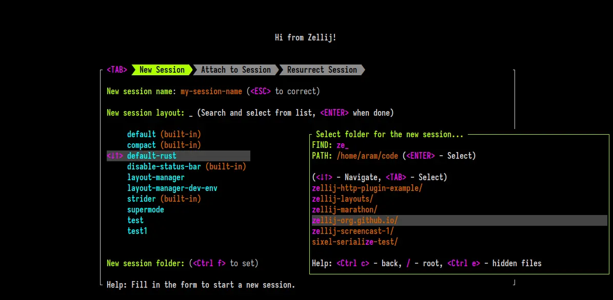 Zellij 0.40.0: Welcome Screen, Filepicker, Pipes, Plugin Aliases