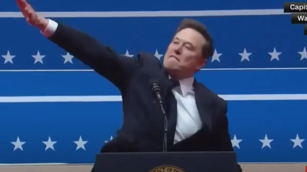 Hier macht Elon Musk an der Trump-Party den Hitlergruss