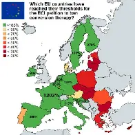 Which EU countries have reached their thresholds for the ECI petition to ban conversion therapy?