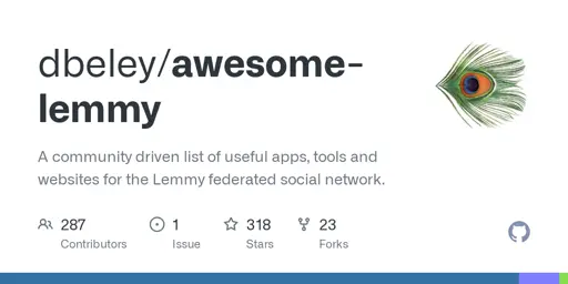GitHub - dbeley/awesome-lemmy: A community driven list of useful apps, tools and websites for the Lemmy federated social network.
