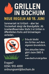 Plakat mit Infos zum grillen in Bochum 
