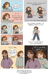 A comic about how sizes are widely different in brands and stores and that the clothes designers are conspiring against you each time something doesn't fit.