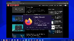 Screenshot of Mozilla Firefox 135 showing the 9to5linux.com website and the About Mozilla Firefox dialog.